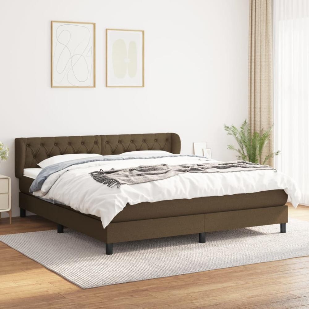 vidaXL Boxspringbett mit Matratze Dunkelbraun 160x200 cm Stoff 3126496 Bild 1