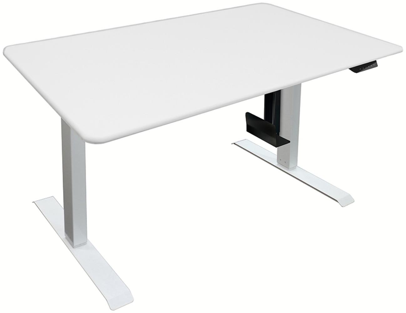 HOME DELUXE Höhenverstellbarer Schreibtisch elektrisch mit PC-Halterung LUMINA - 120 x 60 cm Weiß Bild 1