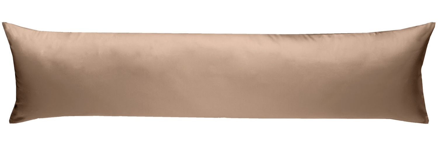 Mako-Satin Seitenschläferkissen Bezug uni / einfarbig hellbraun 40x145 cm von Bettwaesche-mit-Stil Bild 1