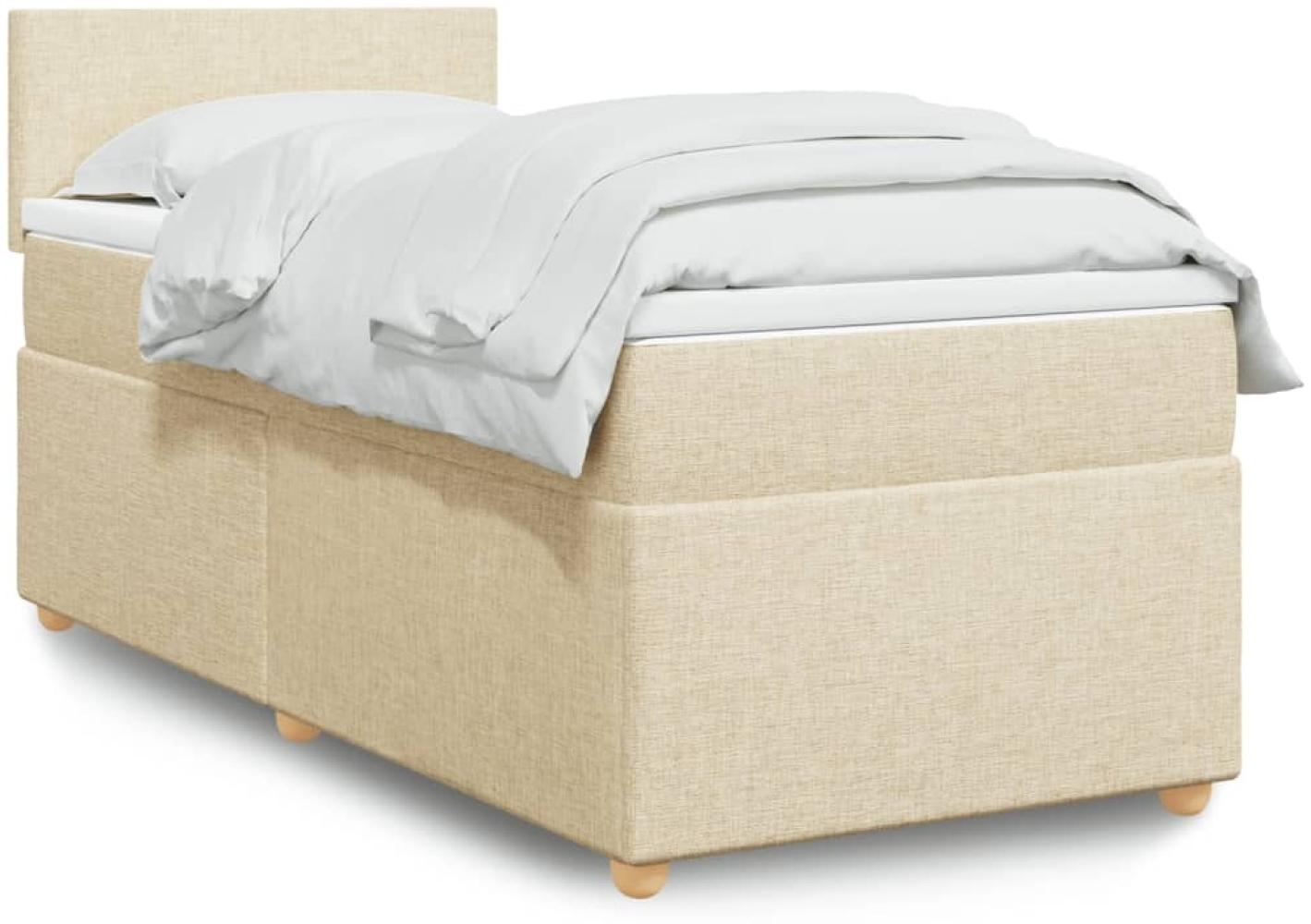 vidaXL Boxspringbett mit Matratze Creme 80x200 cm Stoff 3288805 Bild 1