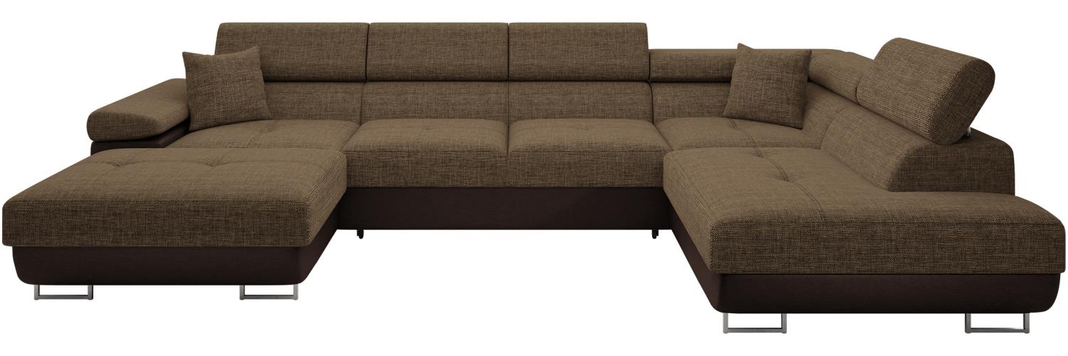 Ecksofa Torezio Bis mit Bettkasten, Schlaffunktion und Einstellbare Kopfstützen (Farbe: Soft 066 + Lux 03, Seite: Rechts) Bild 1