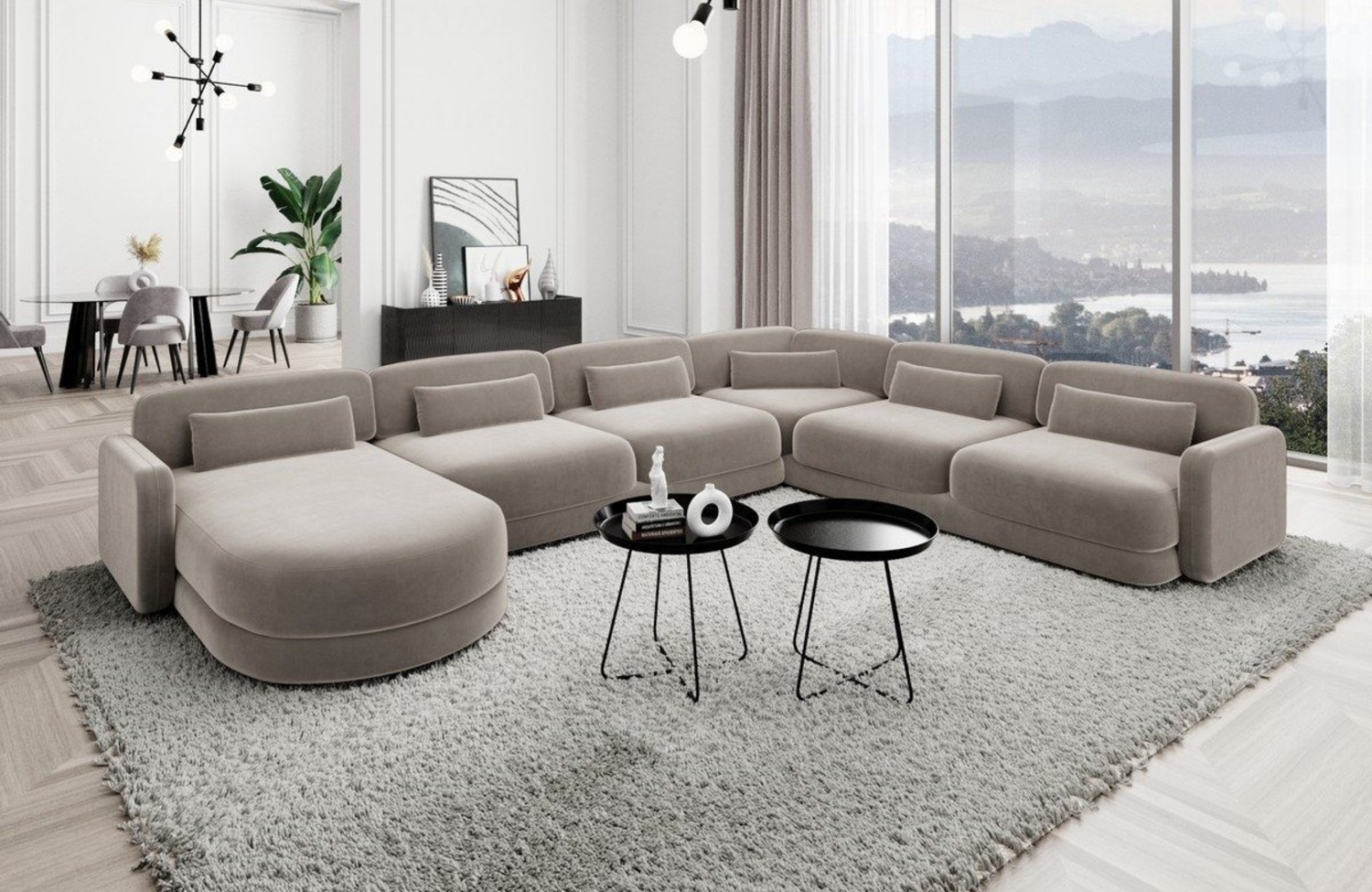 Sofa Dreams Wohnlandschaft Stoff Polstersofa Luxus Couch Stoffsofa Valencia XXL, Loungesofa Bild 1