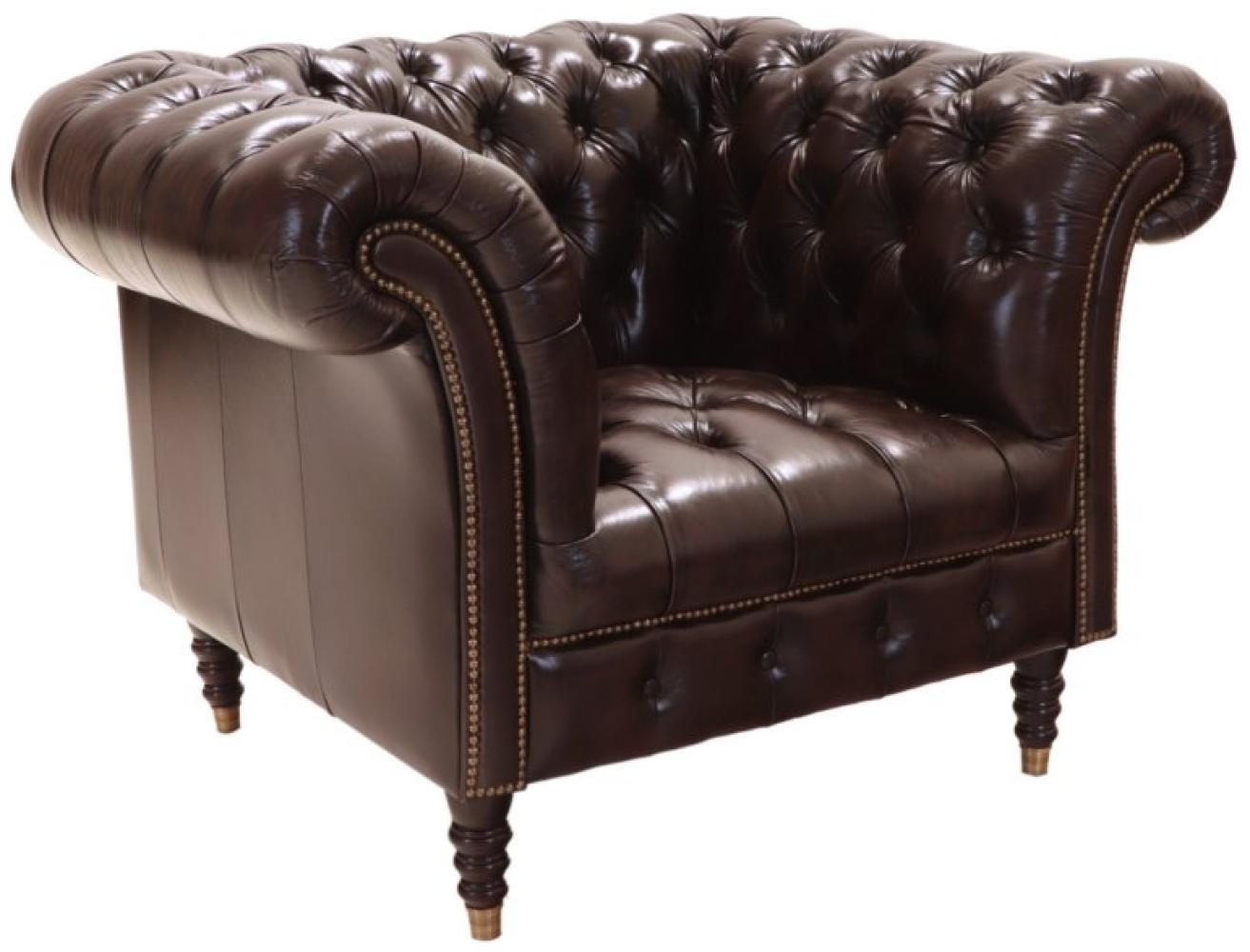 Einsitzer-Sofa Chesterfield Bath aus echtem Rindsleder Braun Bild 1