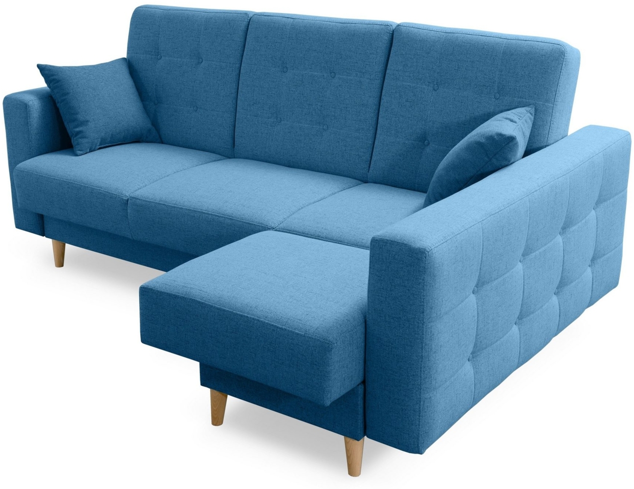 robin 'Hilton' Ecksofa mit Bettkasten und 2 Kissen, Schaumstoff blau, 225 x 158 x 100 cm Bild 1