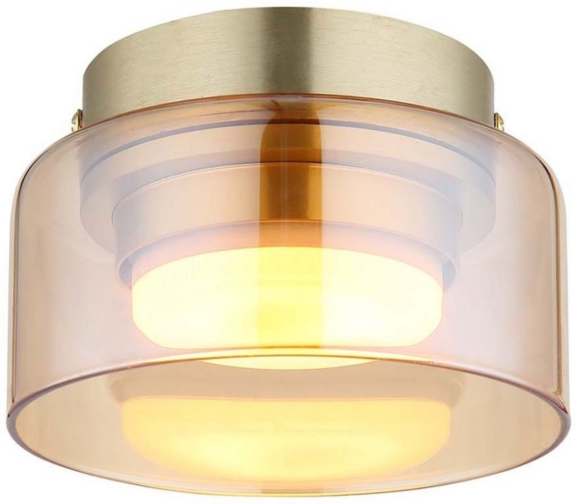 GLOBO LIGHTING LED Deckenleuchte, LED-Leuchtmittel fest verbaut, Warmweiß, Deckenleuchte Deckenlampe Esszimmerlampe amber goldfarben 1 flammig Bild 1