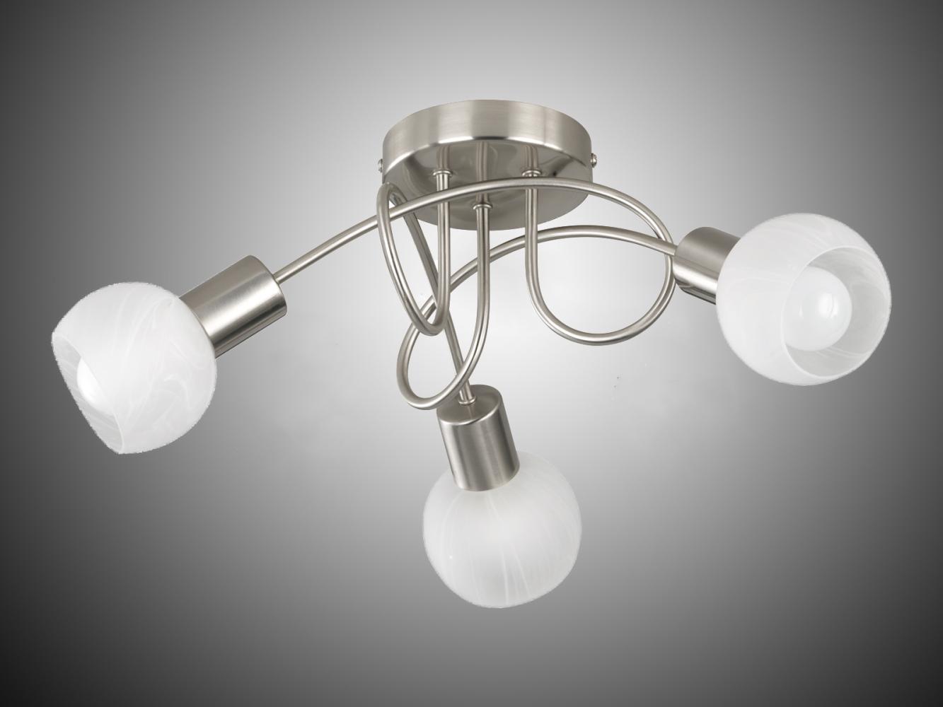 Deckenstrahler ANTIBES 3 flammig, Silber/Chrom Glas Alabaster, Ø 47cm Bild 1