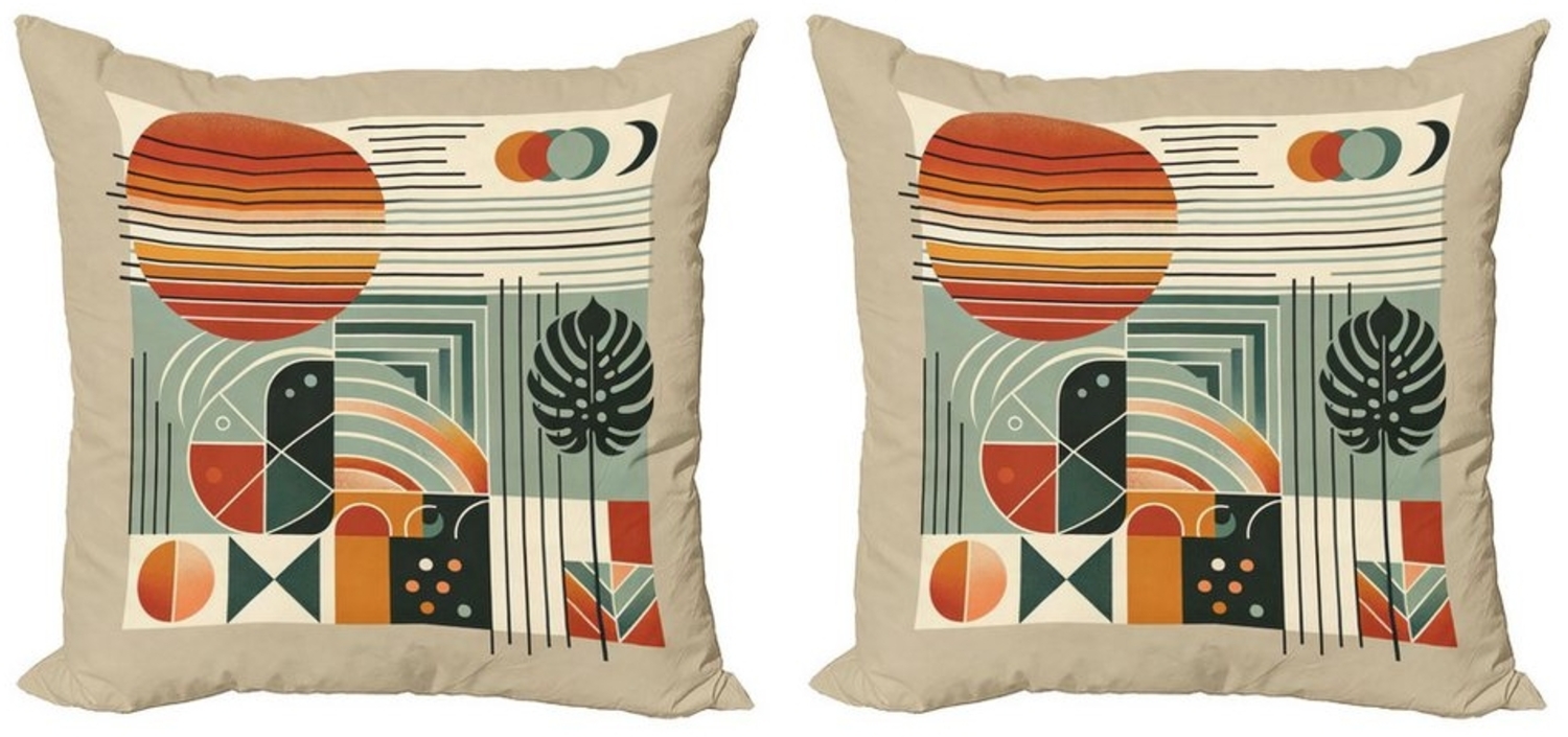 Abakuhaus Kissenbezüge Modern Accent Doppelseitiger Digitaldruck, (2 Stück), Monstera Abstrakte Kunst Mond Mid Century Bild 1