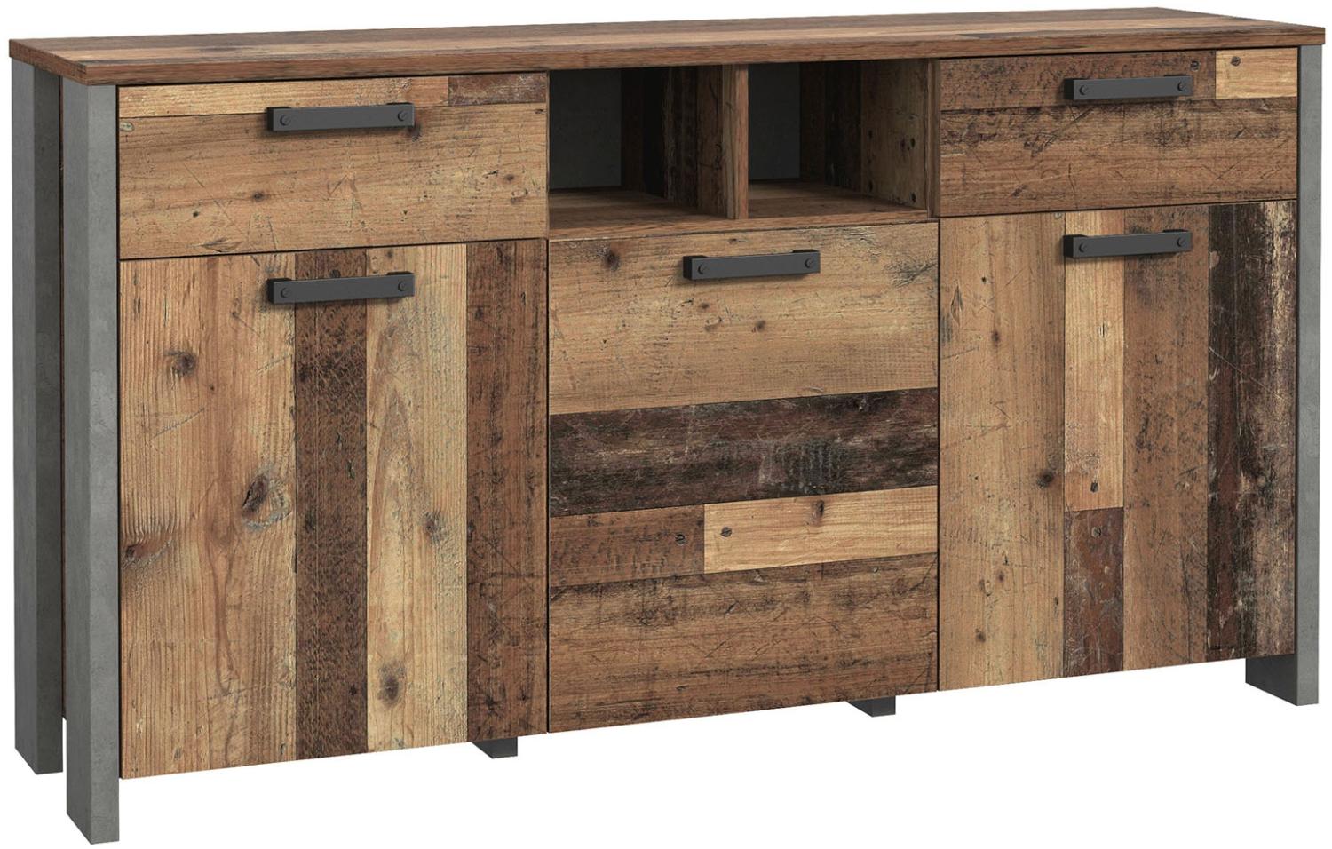 Sideboard >Celon< in Old Wood Vintage - 156.4x86.3x41.6cm (BxHxT) Bild 1