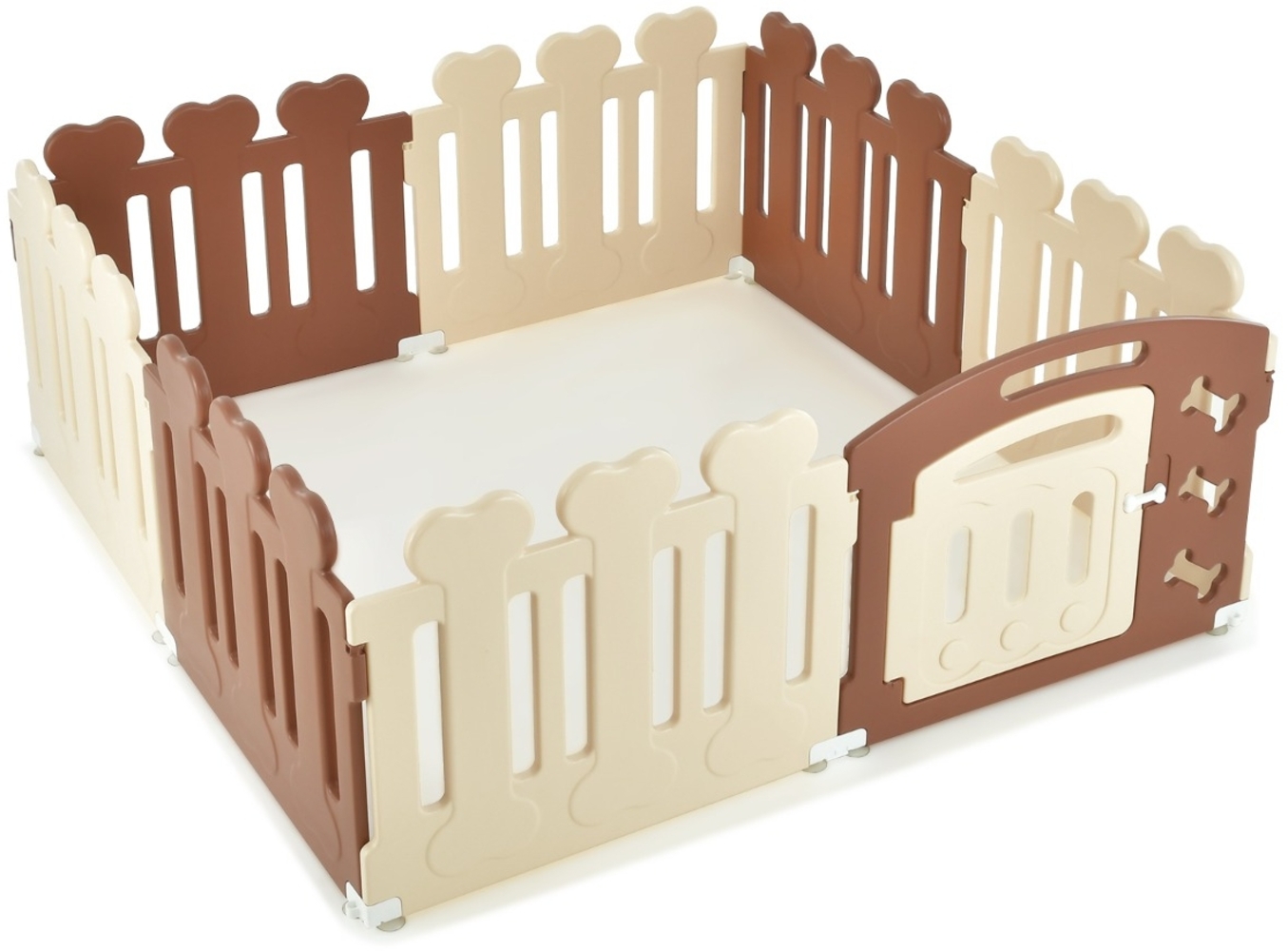 8-Panel Haustierlaufstall Haustier-Übungsstift Haustier-Zaun für Haustiere bis zu 35 cm Höhe Braun Bild 1