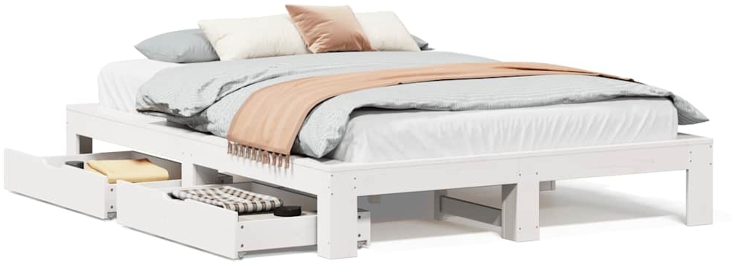 vidaXL Massivholzbett ohne Matratze Weiß 140x200 cm Kiefernholz 3309000 Bild 1