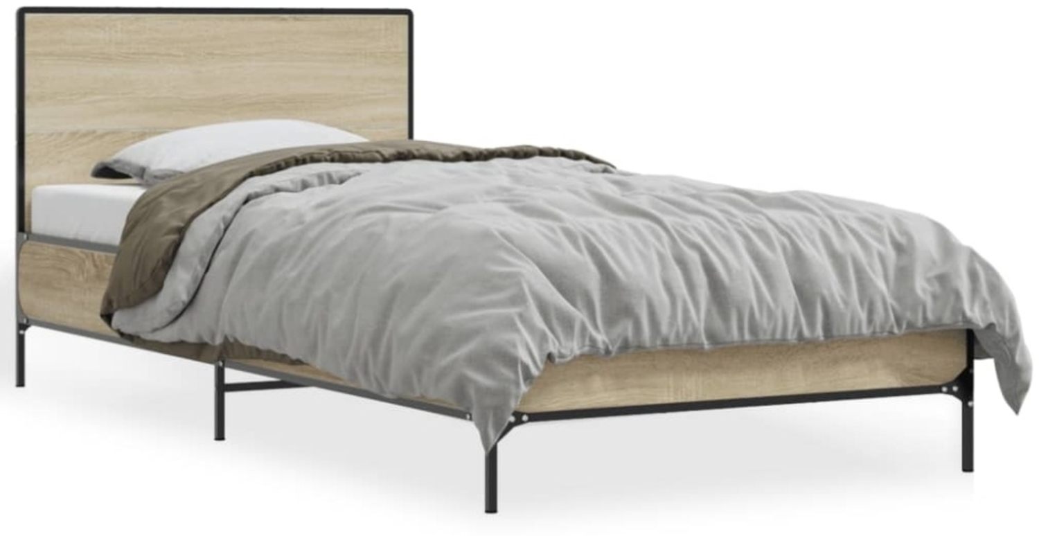 vidaXL Bettgestell Sonoma-Eiche 75x190 cm Holzwerkstoff und Metall 845558 Bild 1