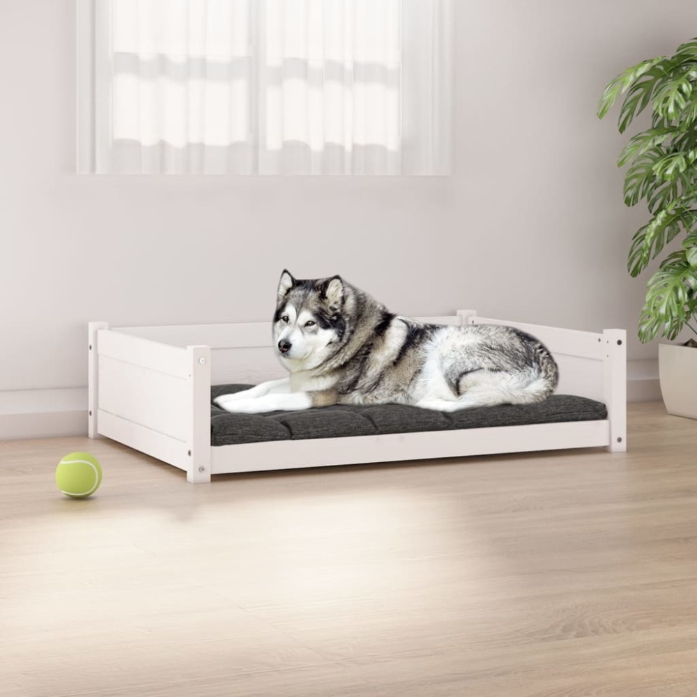 vidaXL Hundebett Weiß 105,5x75,5x28 cm Massivholz Kiefer 821463 Bild 1