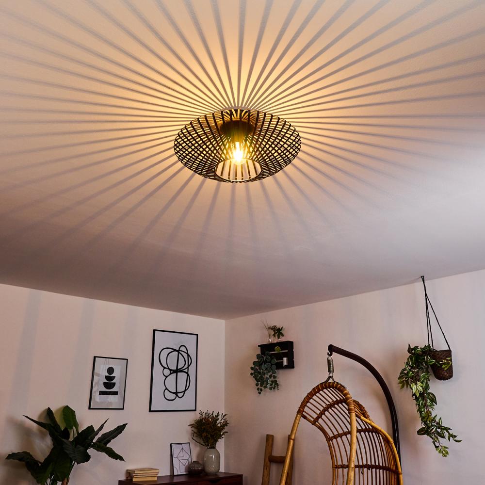 hofstein Deckenleuchte »Pieris« Deckenlampe aus Metall in Schwarz, ohne Leuchtmittel, E27, Leuchte m. Gitter u. Lichteffekt an der Decke Bild 1