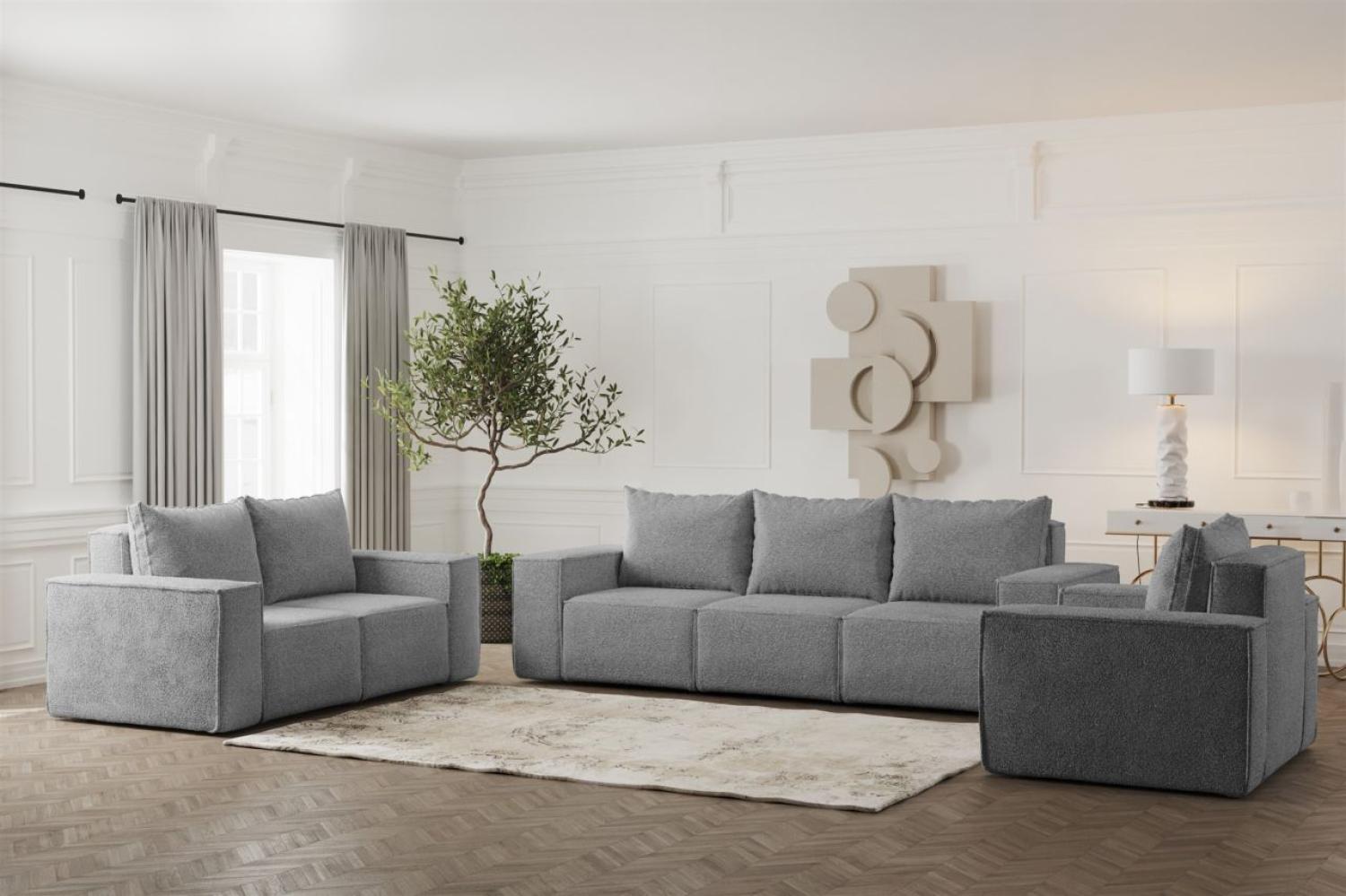 Sofaset Designersofa ESTELLE 3-2-1 in Stoff Abriamo Grau Bild 1