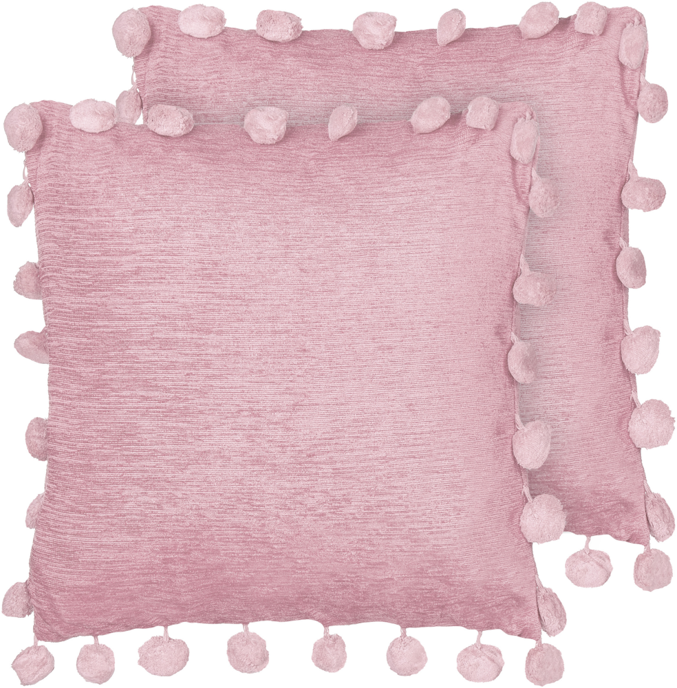 Kissen 2er Set JASMINE 45 x 45 cm Kein Muster Rosa Bild 1