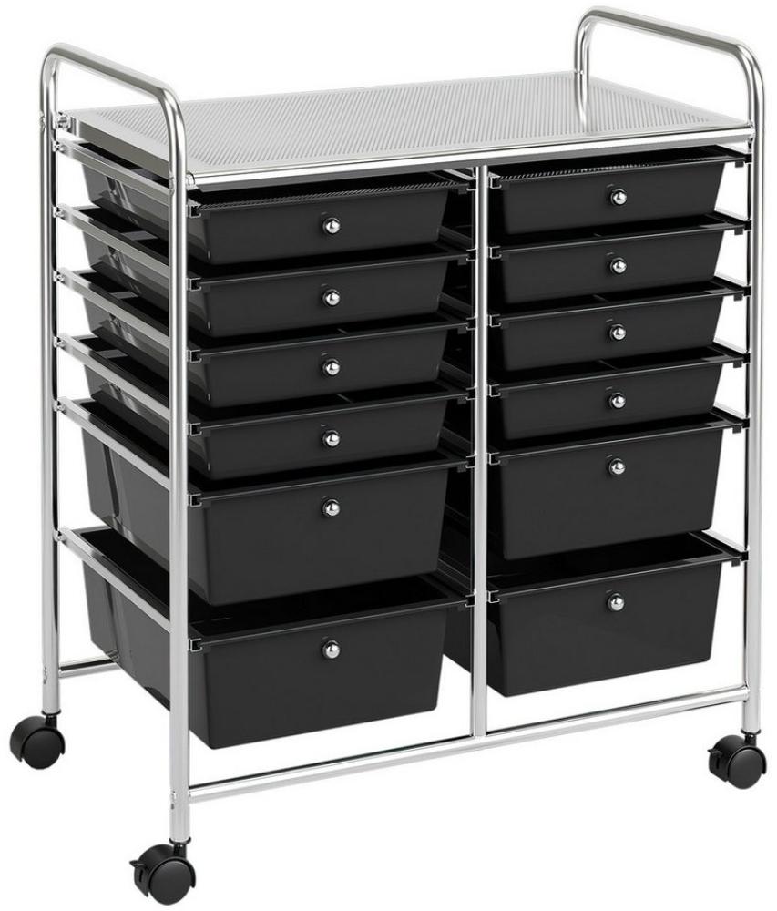 COSTWAY Rollwagen, mit Arbeitsplatte & 12 stapelbaren Schubladen, 38x64x75cm Bild 1