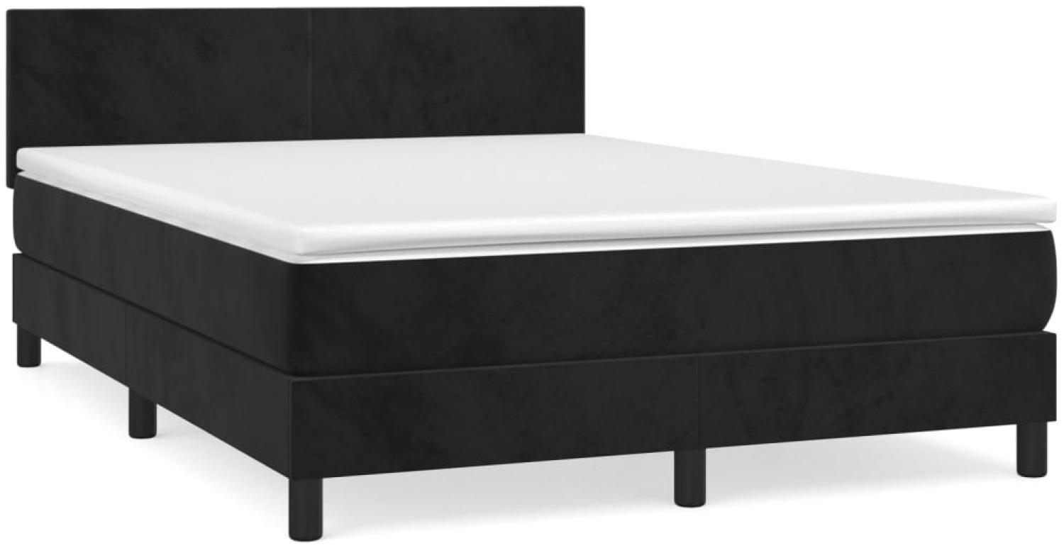 vidaXL Boxspringbett mit Matratze Schwarz 140x200 cm Samt 3141187 Bild 1