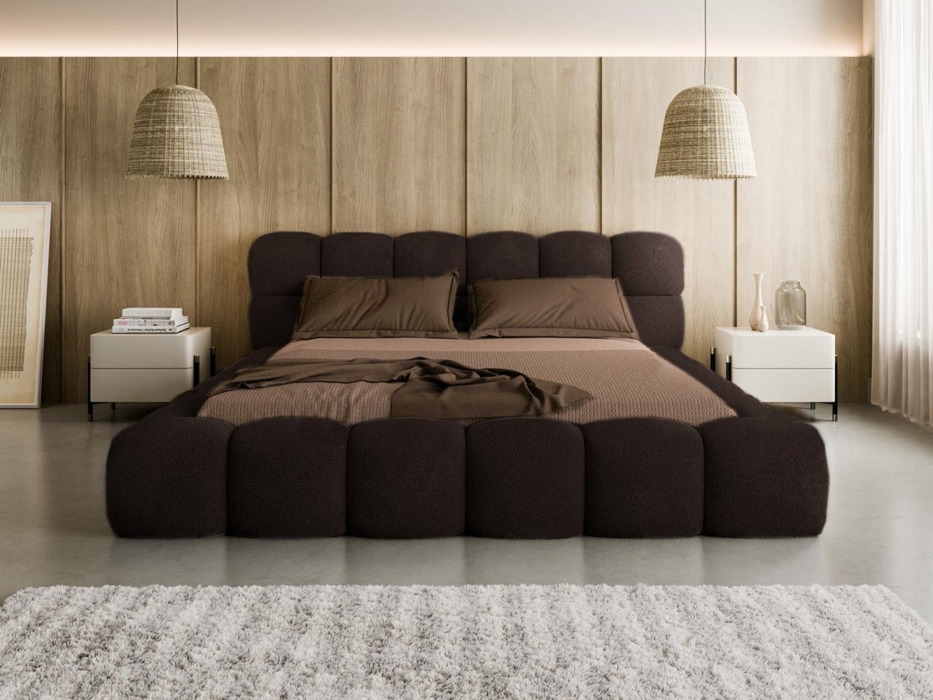 Compleo Polsterbett BUBBLE boucle Designerbett 140/160/180x200 BIZU, Wolkenbett, TOPSELLER Stauraumbett MADE IN EU Bild 1