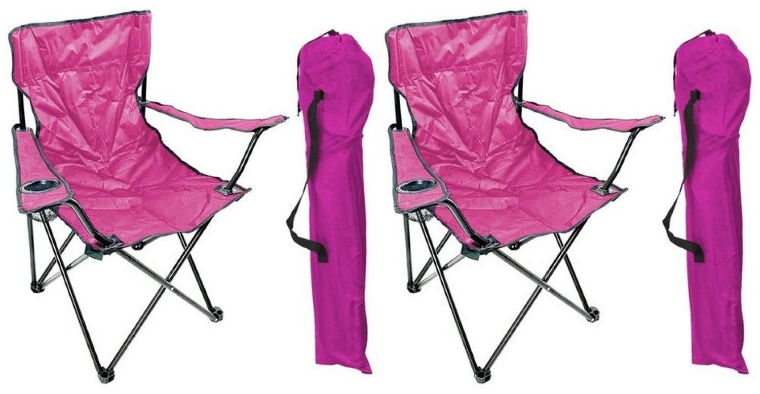 2'er Set Anglersessel mit Getränkehalter und Tasche Pink Bild 1