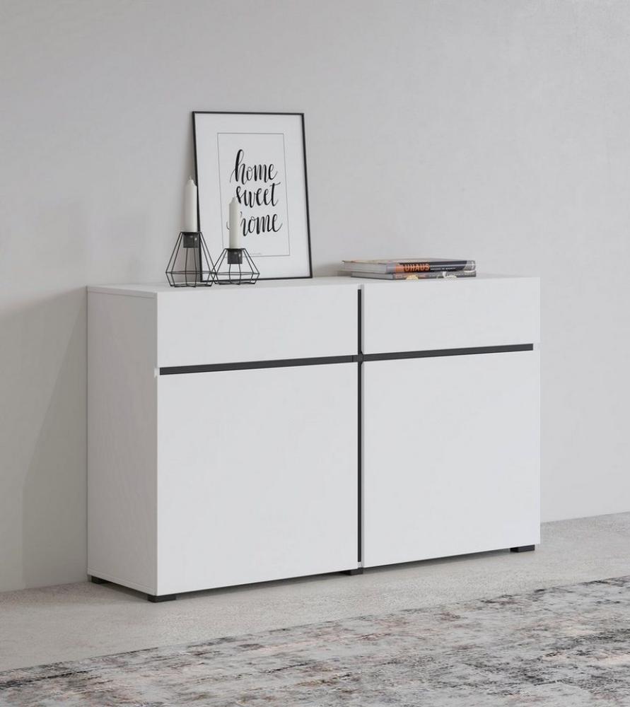 INOSIGN Sideboard Cross,Breite 119,5 cm, moderne grifflose Kommode,2 Türen/2 Schubkästen, Schubladenschrank,Anrichte mit viel Stauraum, Einlegeböden verstellbar Bild 1