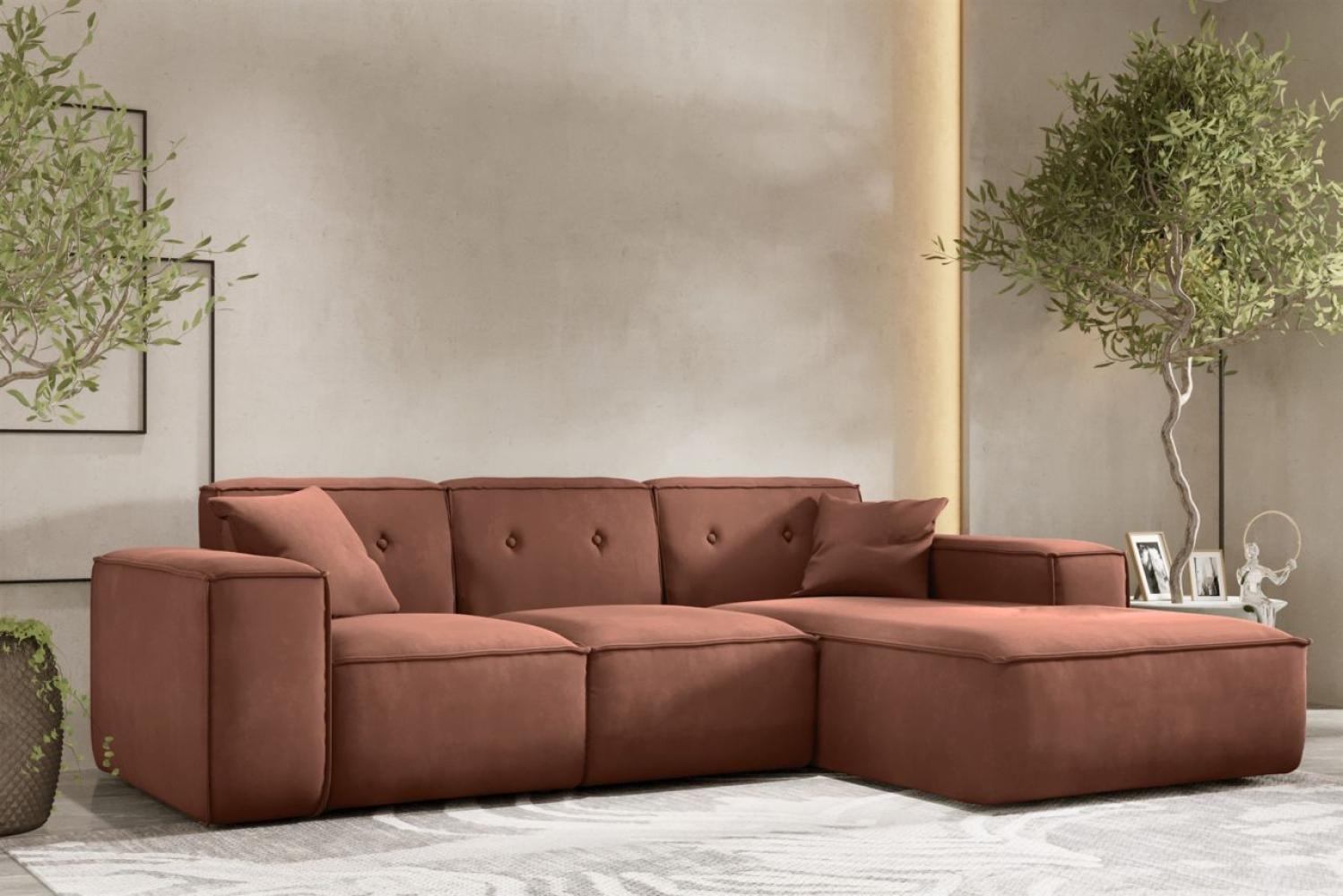 Ecksofa Designersofa CESINA Stoff Opera Velvet Braun Ottomane Rechts Bild 1