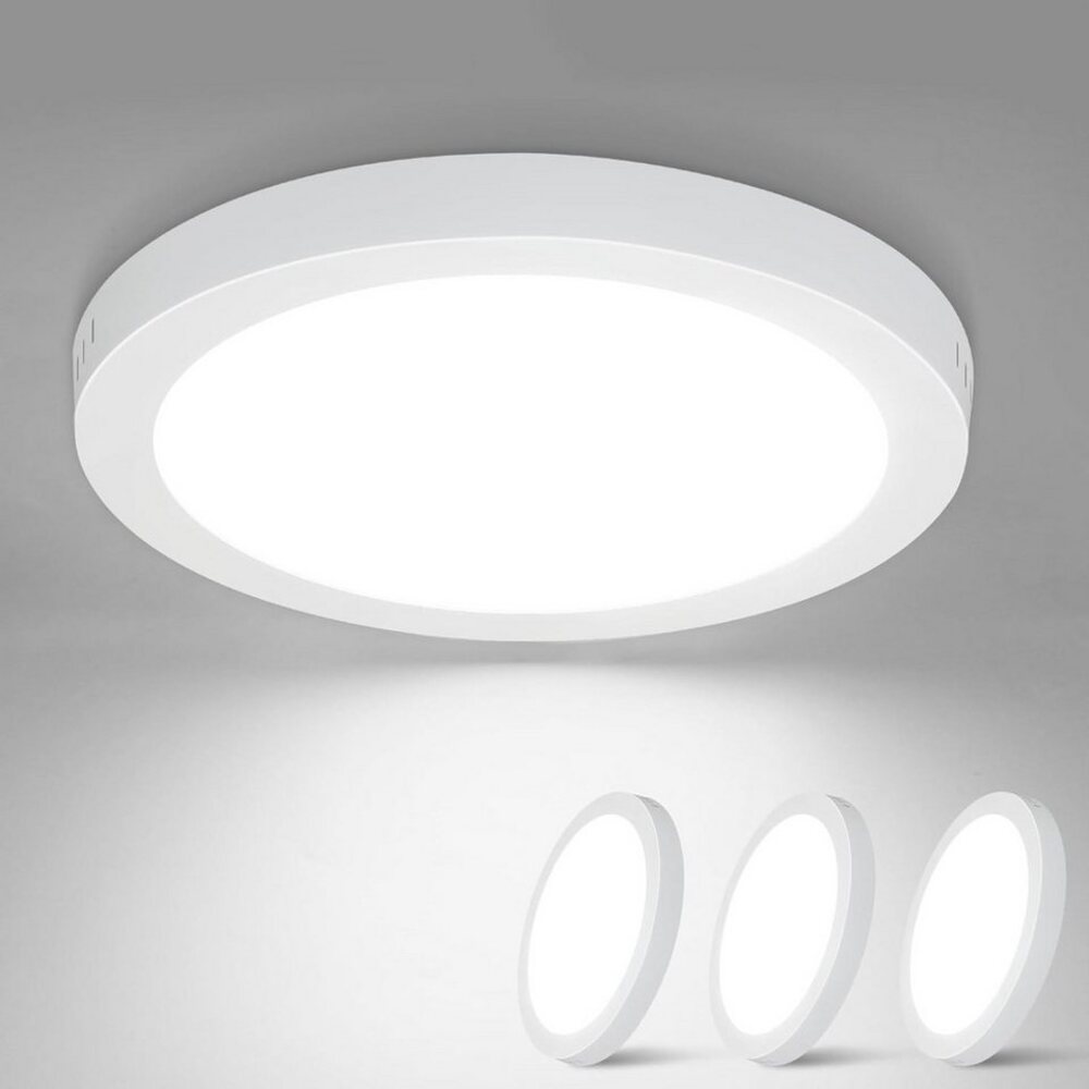 ZMH LED Deckenleuchte Whonzimmer Quradratisch/Rund Weiß Ø22.5CM Flurlampe Modern für Büro, ‎Flimmerfrei, Energiesparend, Augenschutz, LED fest integriert, kaltweiß, IP44 Spritzwassergeschützt Bild 1
