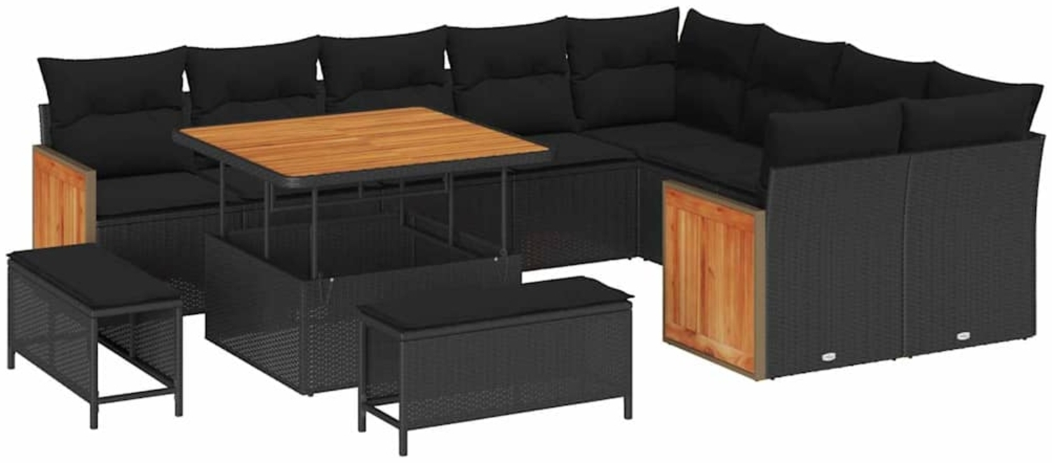 vidaXL Garten-Sofa-Set mit Kissen 12 pcs Schwarz 100 x 100 x 71 cm 3363334 Bild 1