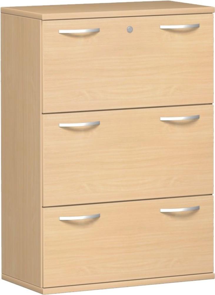 Registraturschrank, 3 Hängeregistraturen, 80x42x115cm, Buche Bild 1