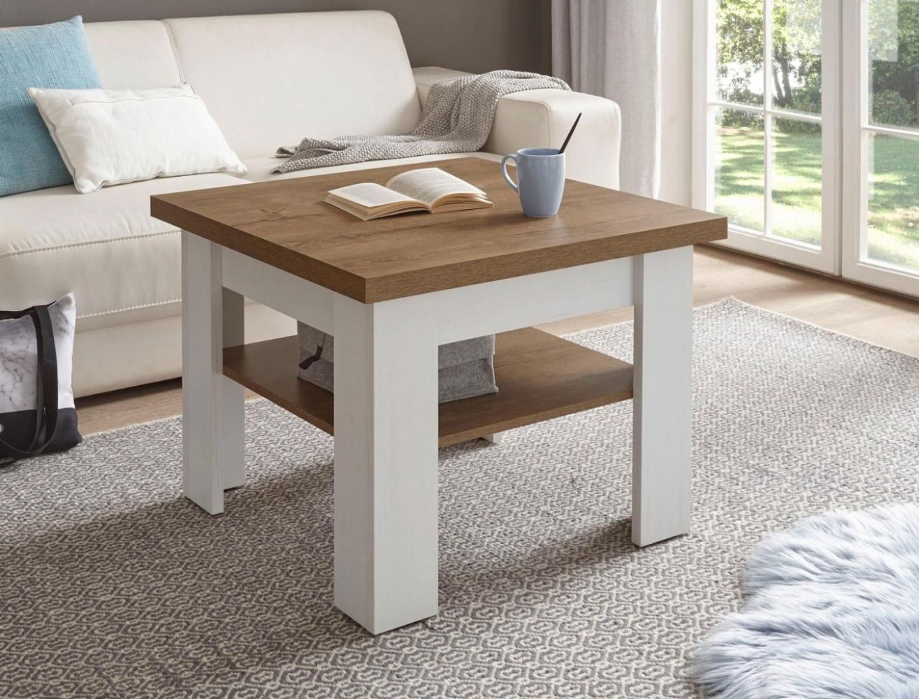 Landhaus Couchtisch Wohnzimmertisch Provence 70x70cm pinie weiß eichefarben hell Bild 1
