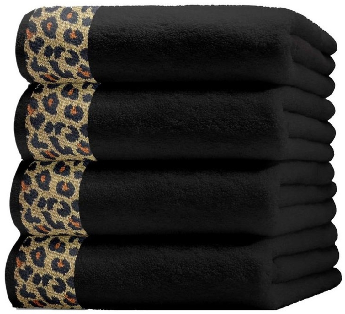 CLASS HOME COLLECTION Handtuch Set Set Frottee Handtuch Duschtuch Leopard Zebra Jaquard, 100% Baumwolle (Luxus Set, 4-St), Mit Aufhänger, luxuriöse Optik Bild 1