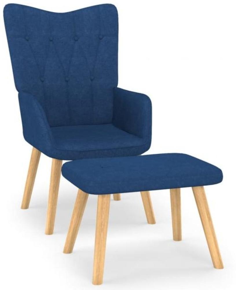 vidaXL Relaxsessel mit Hocker Blau Stoff [327538] Bild 1