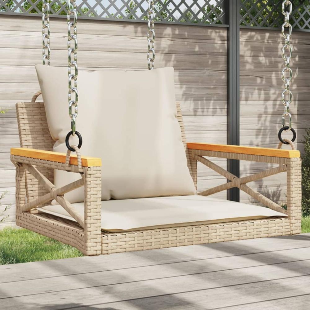 vidaXL Hängesessel mit Kissen Beige 63x62x40 cm Poly Rattan 368175 Bild 1