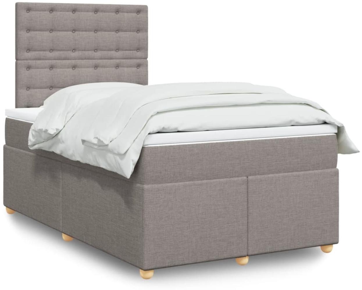 vidaXL Boxspringbett mit Matratze Taupe 120x200 cm Stoff 3293565 Bild 1