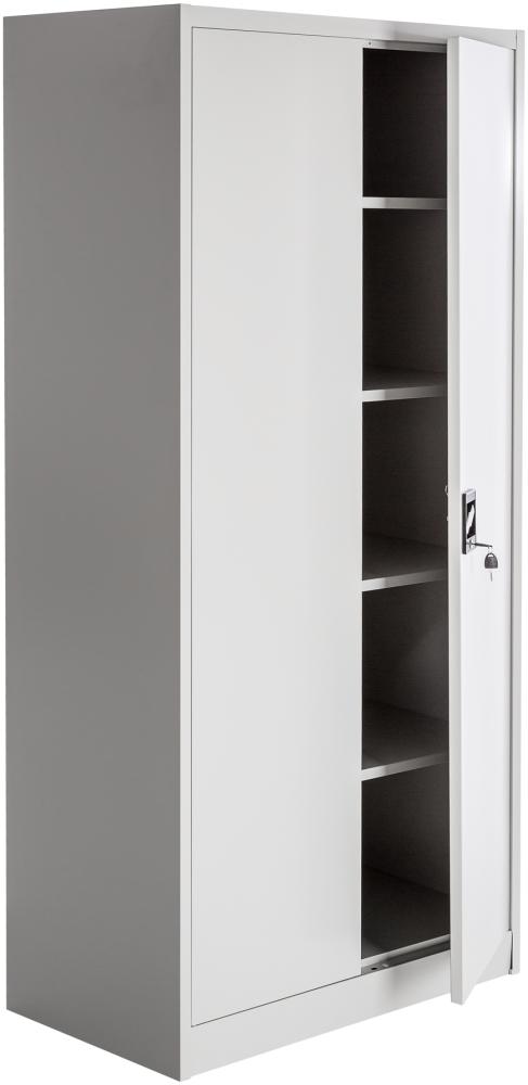 tectake 800412 Aktenschrank mit Fächern, abschließbar, 2 Flügeltüren, grau (180x80x40 cm | Nr. 404377) Bild 1