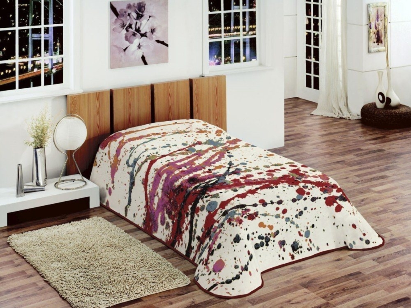 Carpetia Tagesdecke Decke Kinderdecke Tagesdecke Wohndecke gepunktet bunt rot pink türkis Bild 1