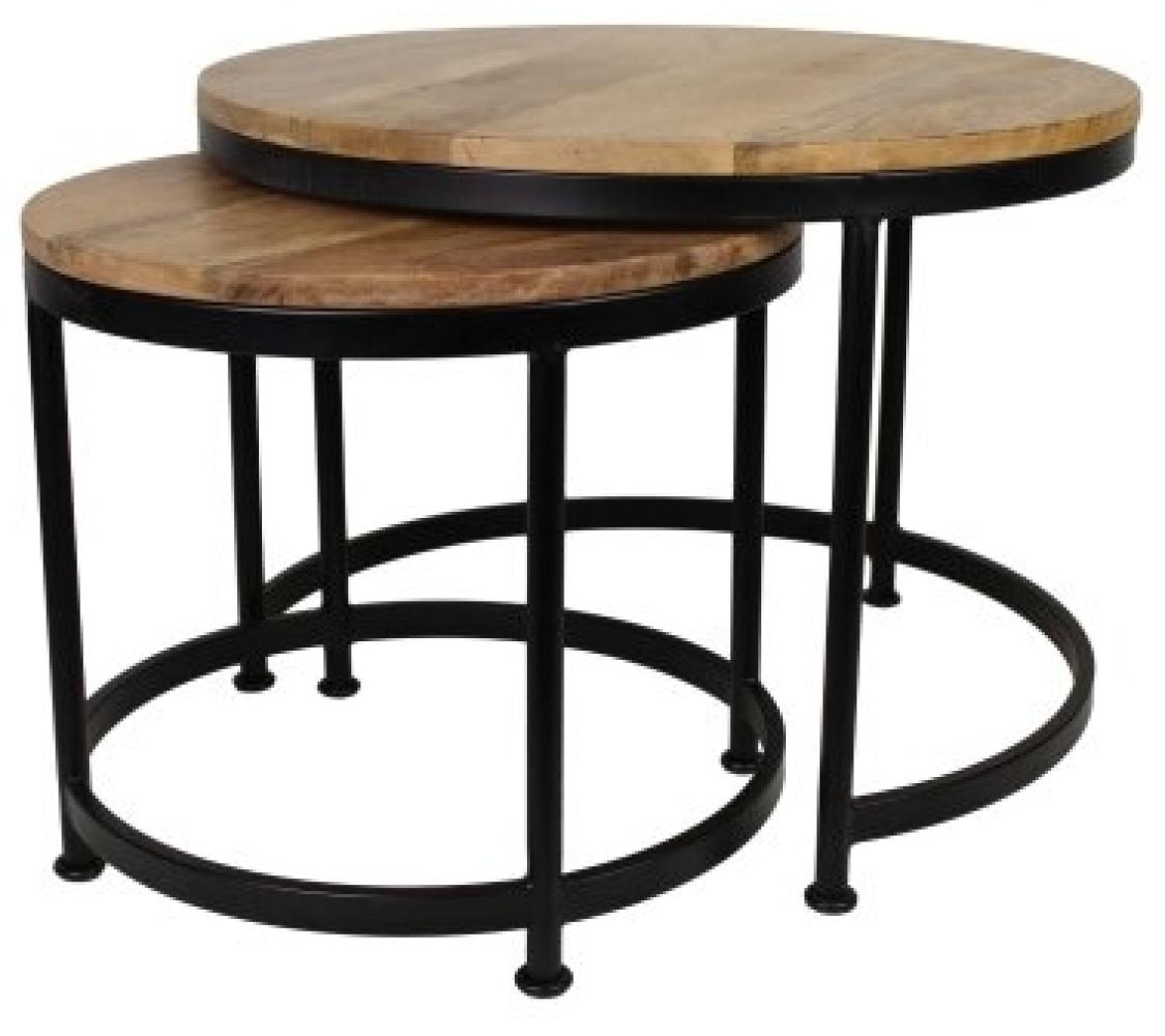 HSM COLLECTION Young Industrial HSM Couchtisch Set Steal - ø60 cm - Mangoholz / Eisen (2er-Set) Bild 1