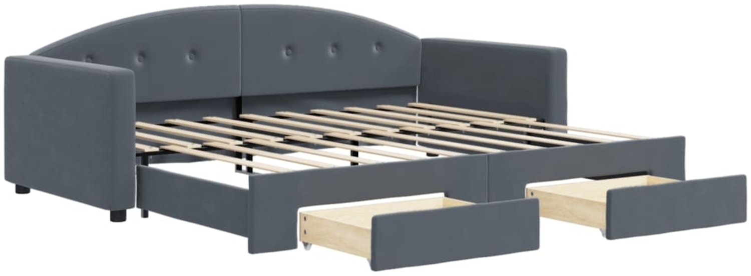 vidaXL Tagesbett Ausziehbar mit Schubladen Dunkelgrau 90x190 cm Samt 3197363 Bild 1
