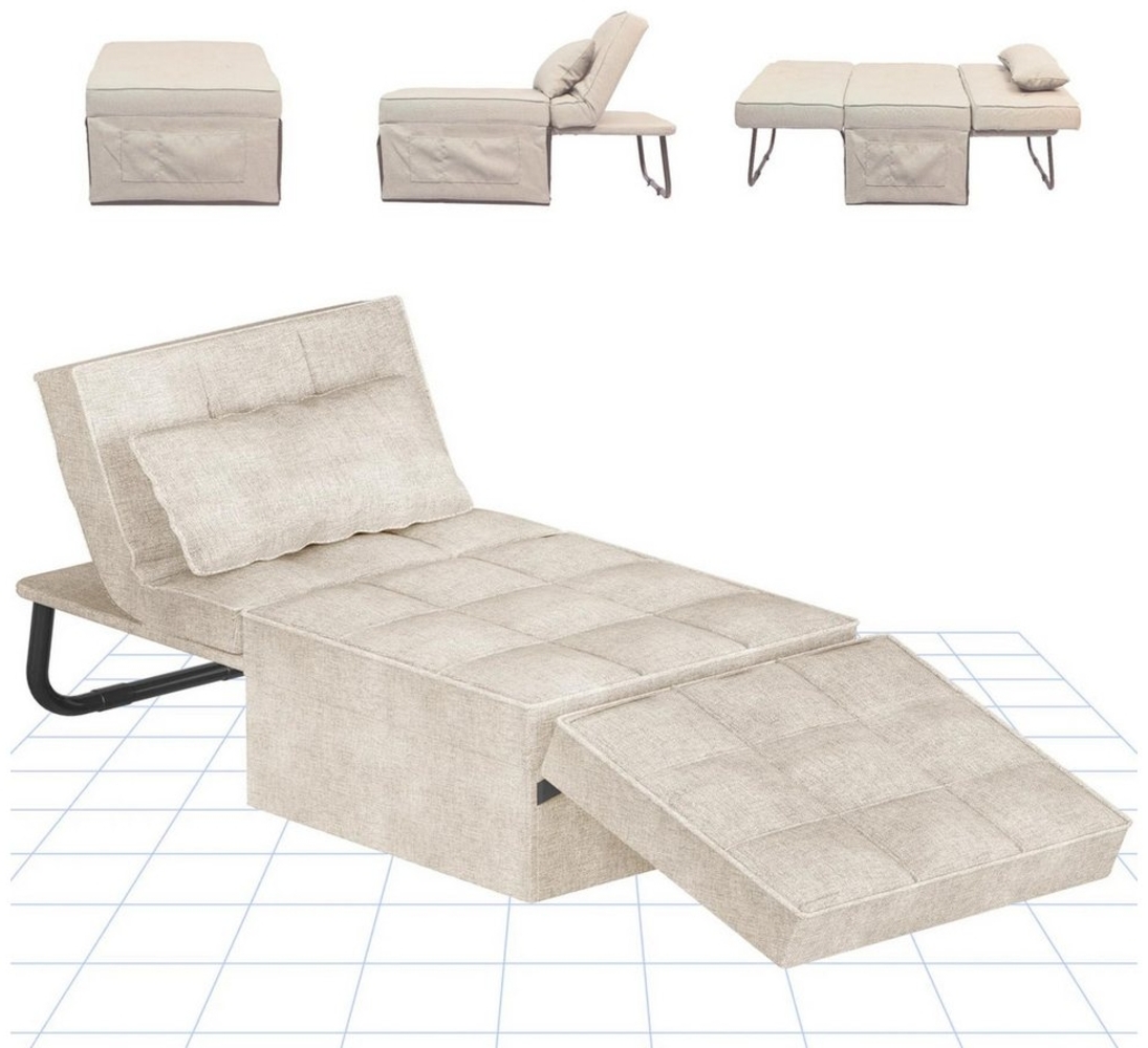 FLEXISPOT Schlafsofa Relaxsessel mit Liegefunktion, Loungesessel, Ottoman, Beige, Klappsofa, Ergonomisch, Kopfstütze, mit Relaxfunktion, Extra Kissen Bild 1