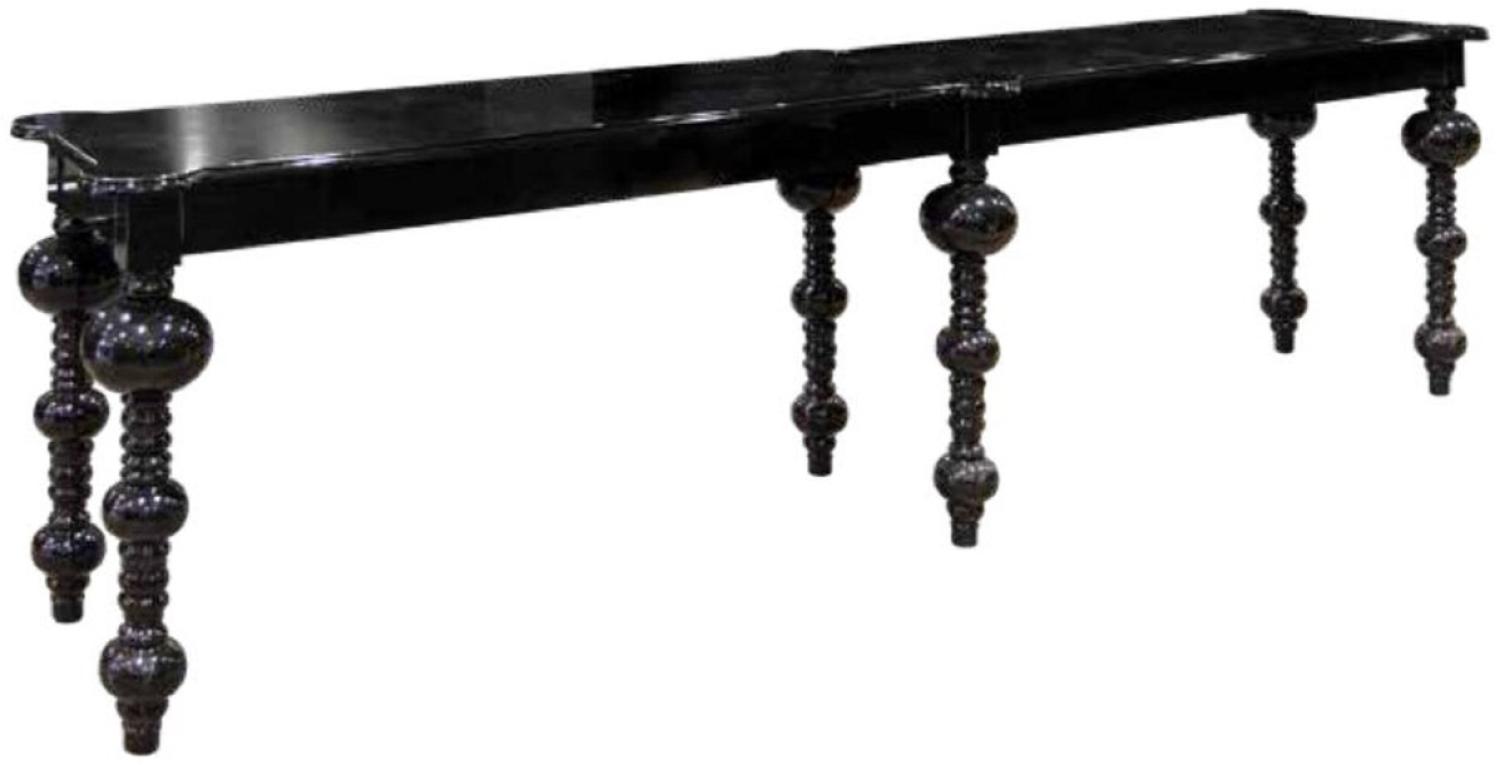 Casa Padrino Luxus Barock Bartisch Schwarz 400 x 80 x H. 109 cm - Handgefertigter Massivholz Tisch - Edle Barock Bar Möbel - Hotel Möbel - Luxus Qualität Bild 1