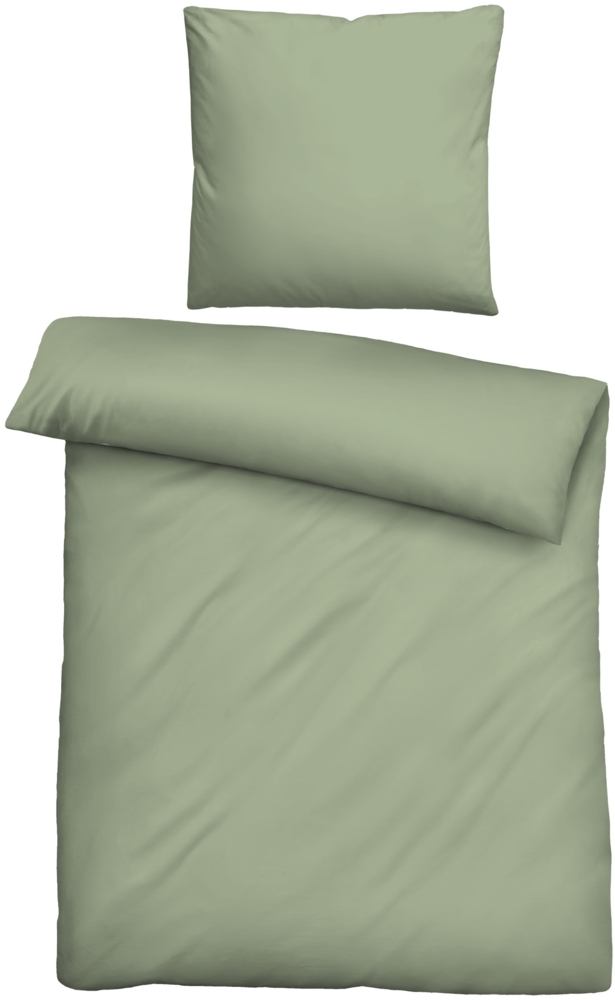 biberna Tencel-Flanell Bettwäsche 0490500 UNI, oliv, 1x 155x220 cm + 1x 80x80 cm Bild 1
