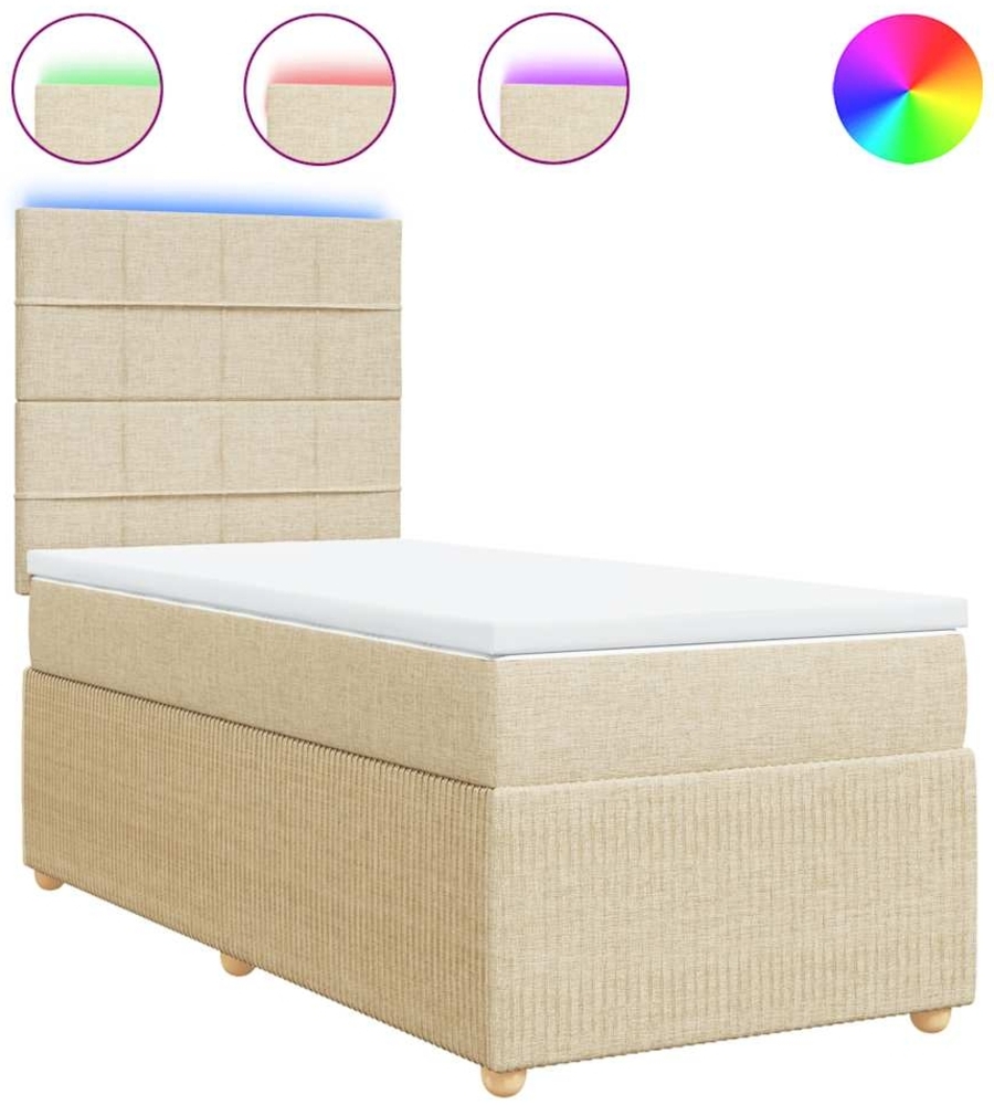 vidaXL Boxspringbett mit Matratze Creme 90x200 cm Stoff 3294244 Bild 1