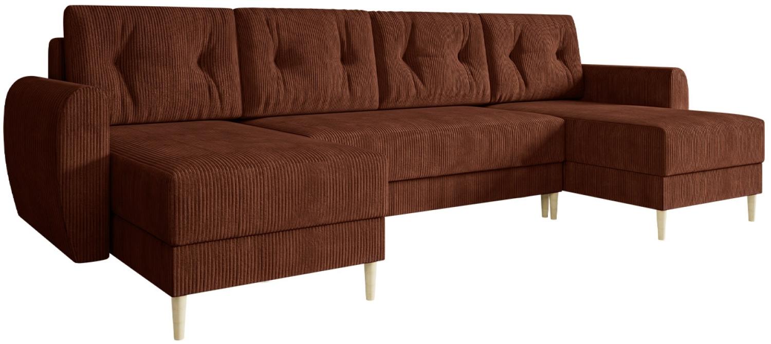 Ecksofa Jazon U Cord mit Bettkasten und Schlaffunktion (Farbe: Poso 39) Bild 1