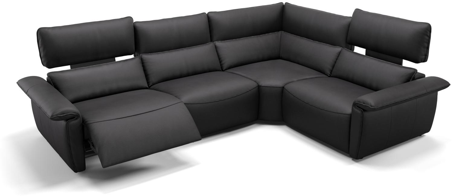 Sofanella Eckcouch Merida Ledersofa Ledercouch Verstellsofa in Schwarz Bild 1