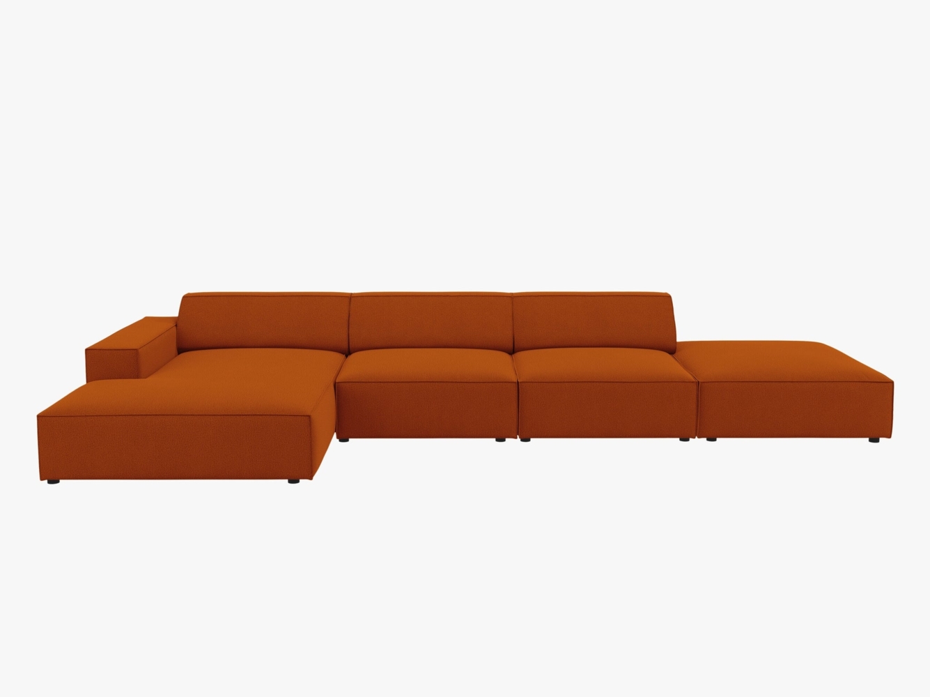 Micadoni Ecksofa Jodie 5-Sitzer Links Strukturierter Stoff Megan Terrakotta Bild 1