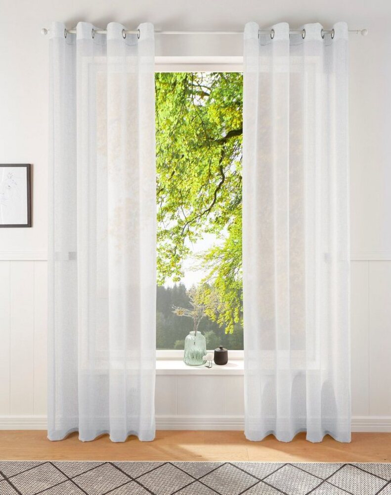my home Gardine REGINA, Ösen (2 St), transparent, Vorhang, Fertiggardine, 2-er Set, transparent, modern, Struktur Bild 1