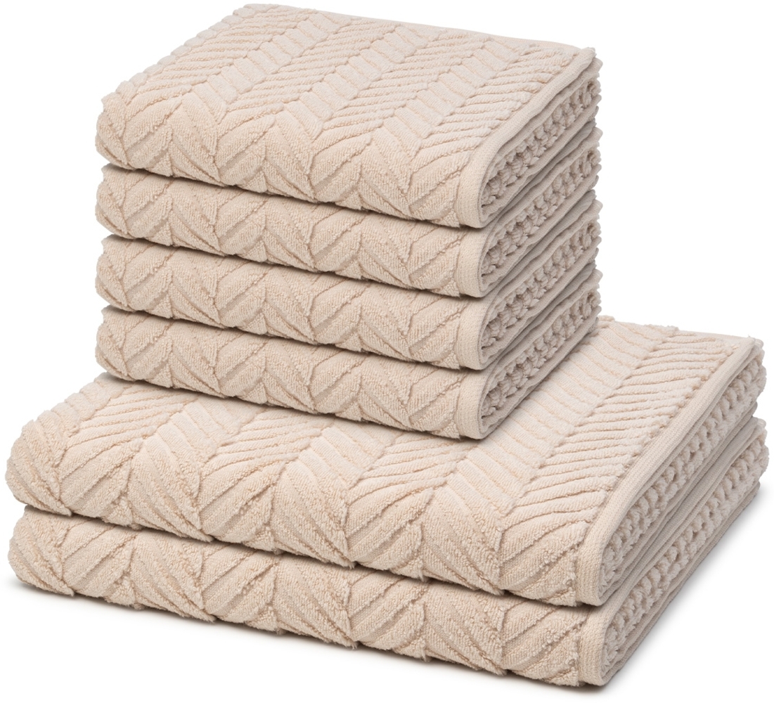 Ross Sensual Skin Zopf 6 tlg. Frottier-Set - 4 X Handtuch (50 X 100cm), 2 X Duschtuch (75 X 140cm) - 500 g/m2 - Natur Bild 1