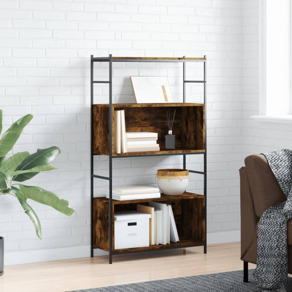 vidaXL Bücherregal Räuchereiche 80x30x145,5 cm Holzwerkstoff und Eisen 832800 Bild 1