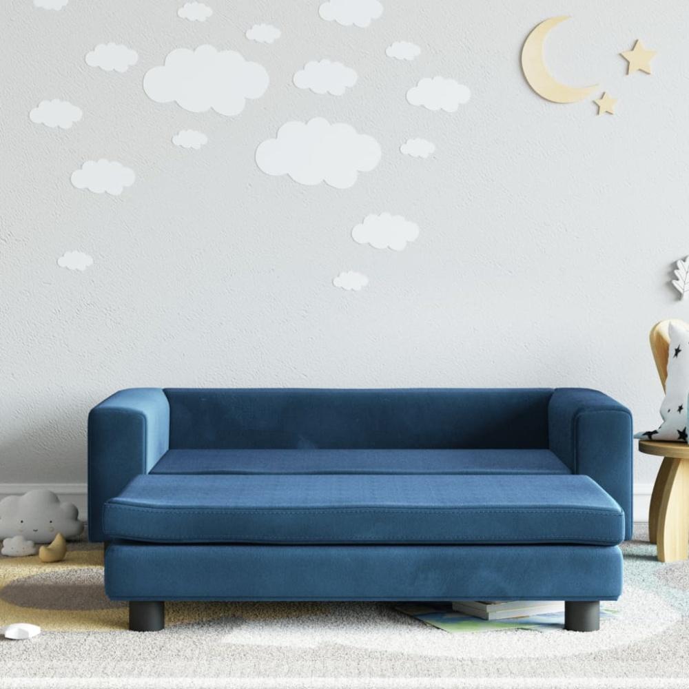 vidaXL Kindersofa mit Hocker Blau 100x50x30 cm Samt 3196407 Bild 1