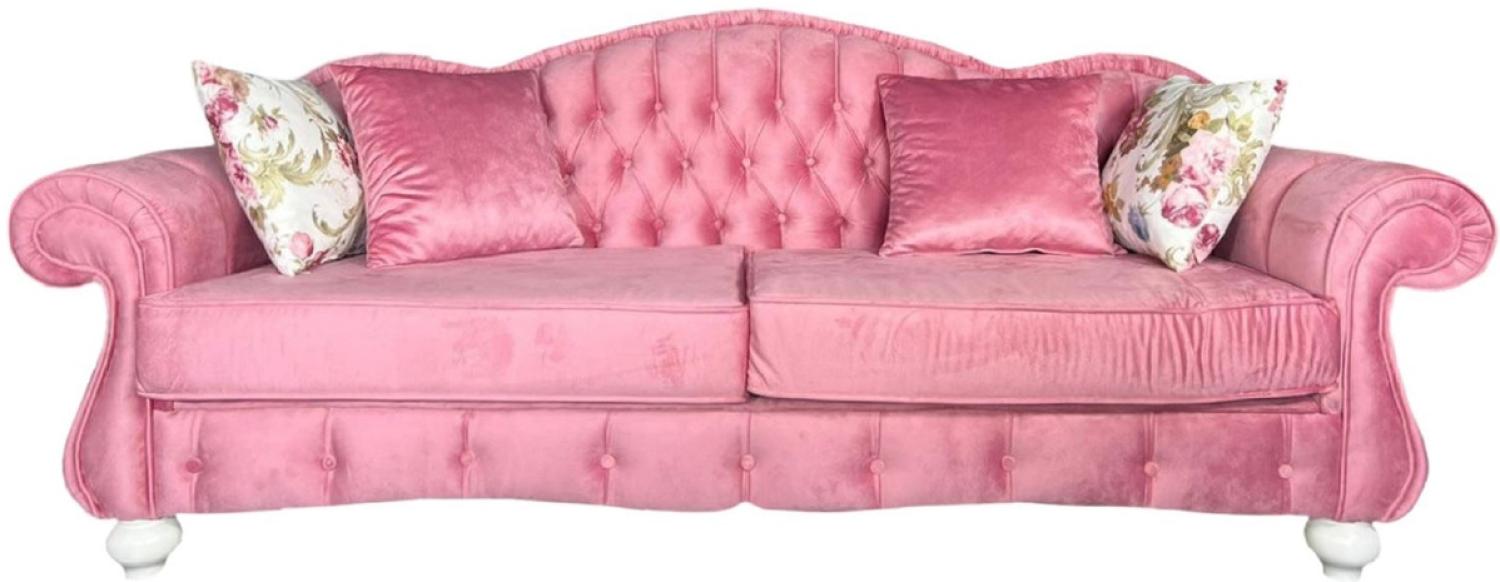 Casa Padrino Luxus Barock Sofa Rosa / Weiß - Prunkvolles Wohnzimmer Sofa - Barock Wohnzimmer Möbel - Edel & Prunkvoll Bild 1