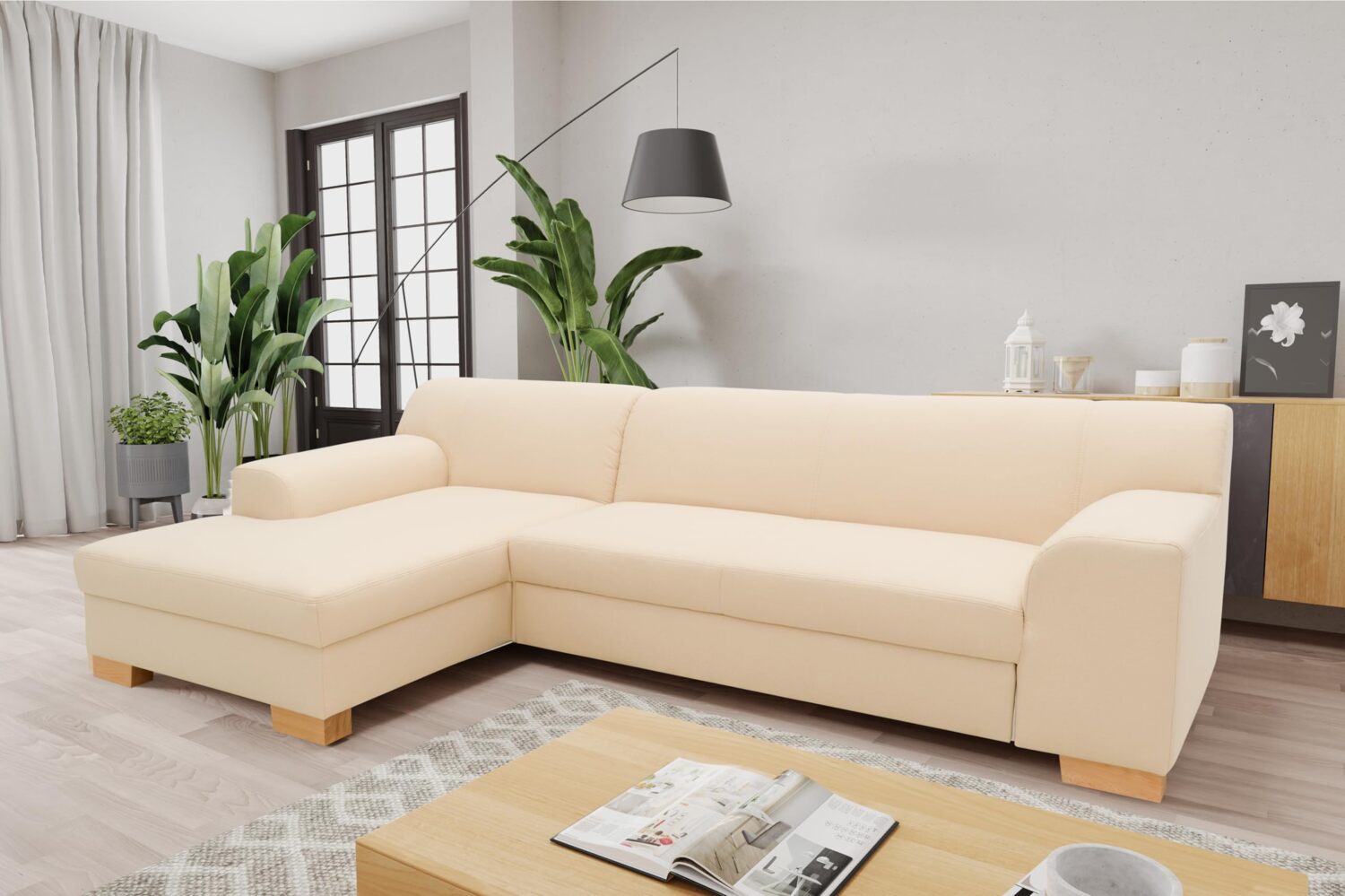 DOMO Collection Ecksofa Tinos, L-Sofa, Eckcouch mit Schlaffunktion, Schlafsofa Couch, L-form, 273 x 157 cm in beige Bild 1